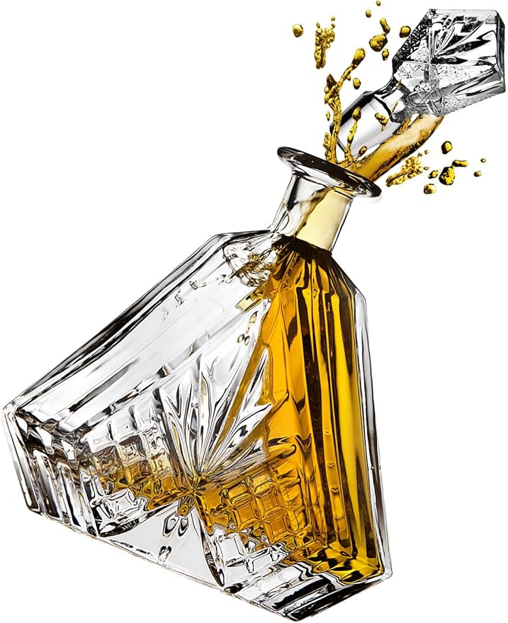 Whiskey Decanter for Liquor Scotch Bourbon or Wine, Irish cut Triangular - 750ml