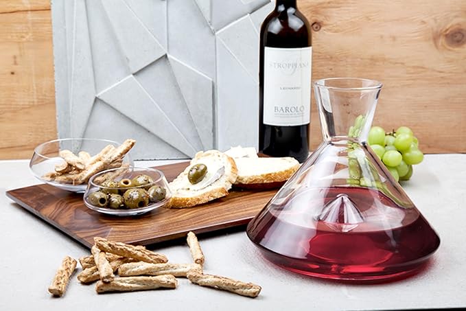 Sempli Monti Wine Decanter - Elegant Hand Blown Decanter with Built-in Glass Aerator, Large Wine Carafe, Lead-Free Crystal, Ultra Clear, Wine Gifts & Wine Accessories - 50.75 oz