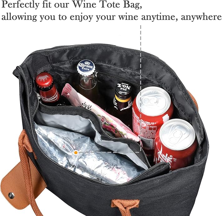 Tirrinia Wine Tote Bag, Beach Cooler for Travel Gift, Drink Purse Travel Bag with Spout for Picnic, BYOB, Party, Dinner, Pool