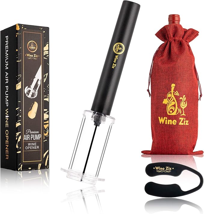Amazingly Simple Wine Opener with Foil Cutter Gift Set for Wine Lovers | Wine Pump Air Pressure Wine Bottle Opener Easy Cork Remover Corkscrew | Wine Bottle Openers (Black, 1)