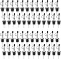 AOZITA 48 Pack Liquor Pour Spout, Stainless Steel Liquor Bottle Pourers with Rubber Dust Caps for Alcohol, Olive Oil, Liquor Pourers with Dust Caps, Speed Pourers, Bar Bartender Accessories