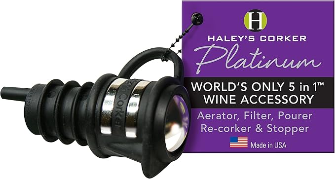 Haley's Corker Platinum Wine Stopper, Black