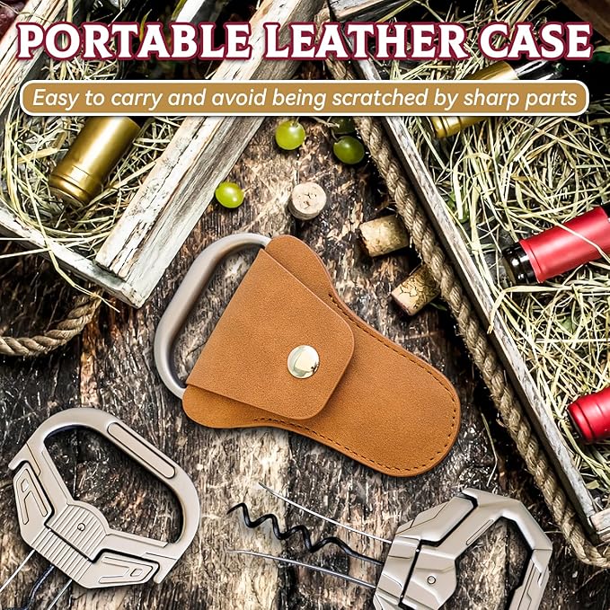 Ah So Wine Opener for Vintage Bottles, Old Wine Corkscrew with Portable Leather Case, Two Prong Cork Puller, for Wine Connoisseurs & Collectors to Uncork, Ideal Gifts for Wine Lovers (Sleek)