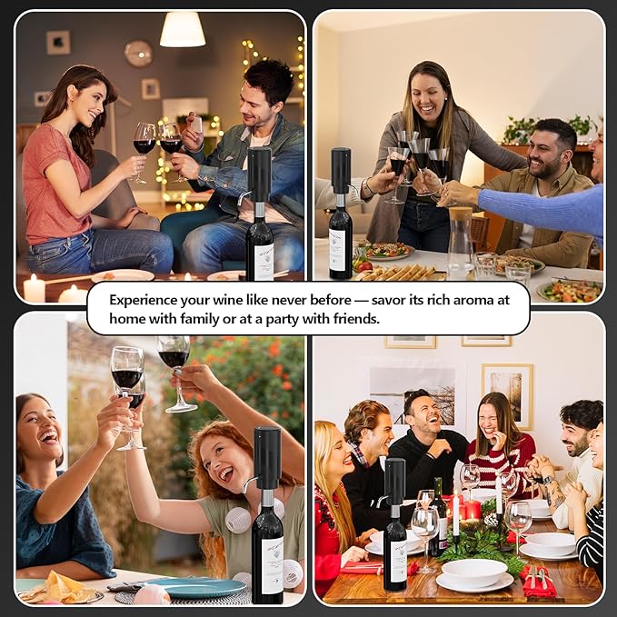 Fathers Day Gift Wine Aerator Electric Decanter – Automatic Wine Dispenser & Pourer with Type-C Rechargeable Battery, Instant Aeration Wine Accessories for Red & White Wine, Gift for Wine Lovers