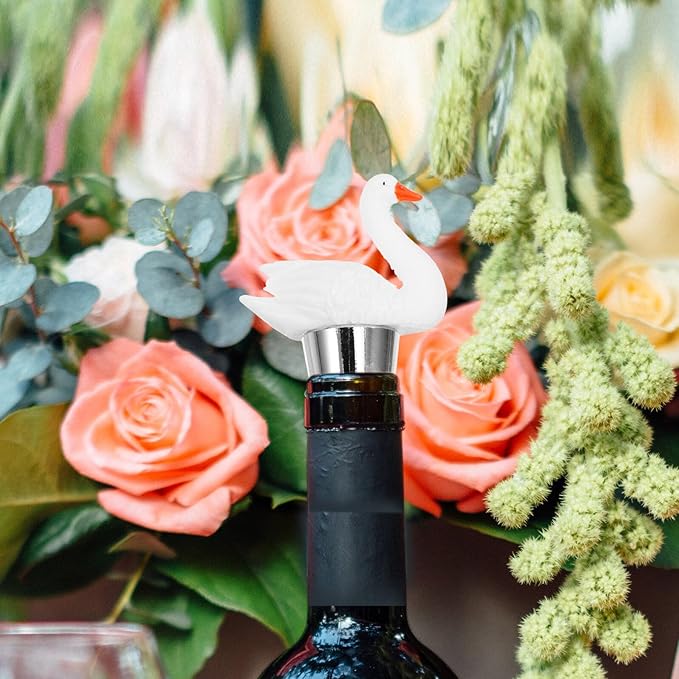 TOYANDONA Elegant Bird Bottle Stopper Resin Sealer with 6-ring Cork Seal, Reusable Wine Vacuum Pump Accessory for Bar, Holiday Party, Wedding, and Beverage Preservation