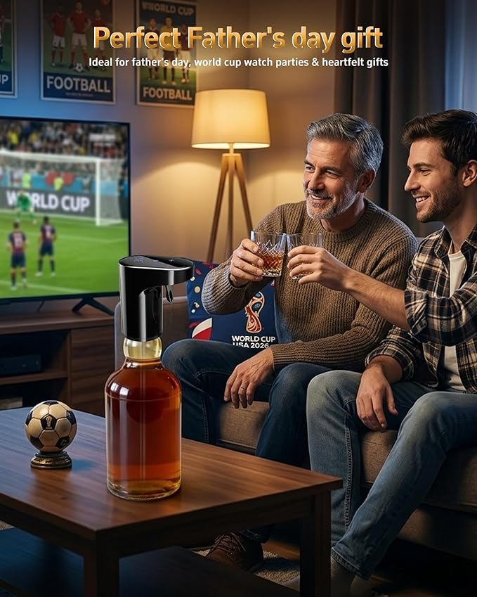 Fathers Day Gift | World Cup Viewing Party Supplies,Electric Whiskey & Cocktail Dispenser-Smart Pouring, Adjustable 1‑999ml Dosing, Rechargeable Battery, Ideal for Home Bars & Enthusiasts (Black)