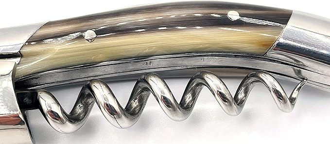 Laguiole En Aubrac Sommelier No 9 DeLuxe Waiter's Corkscrew, Solid Horn Handle, Wine Opener With Foil Cutter & Bottle Opener | Special Crafting Along The Luxury Corkscrew