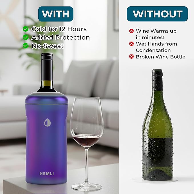 Wine Bottle Insulator Sleeve, Wine Chiller, Wine Bottle Chiller, Wine Bottle Cooler, Wine Chiller Sleeve, Wine Cooler Holder, Champagne Bottle Chiller, Wine Gift Ideas for Women (Iridescent)