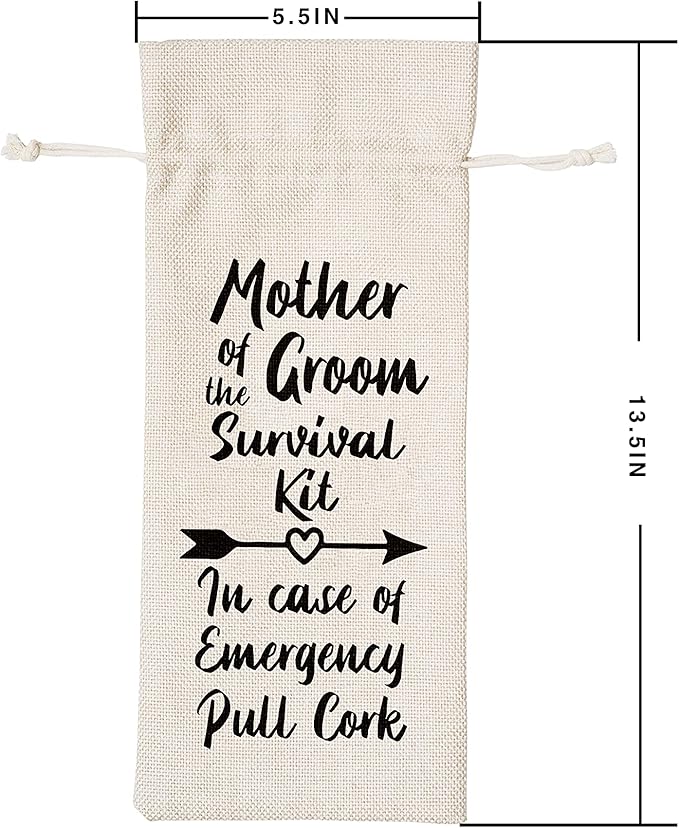 Mother of Groom Survival Kit Wine Bag, Gift for Groom's Mother, Mother-in-law – 1 Pc(A003)