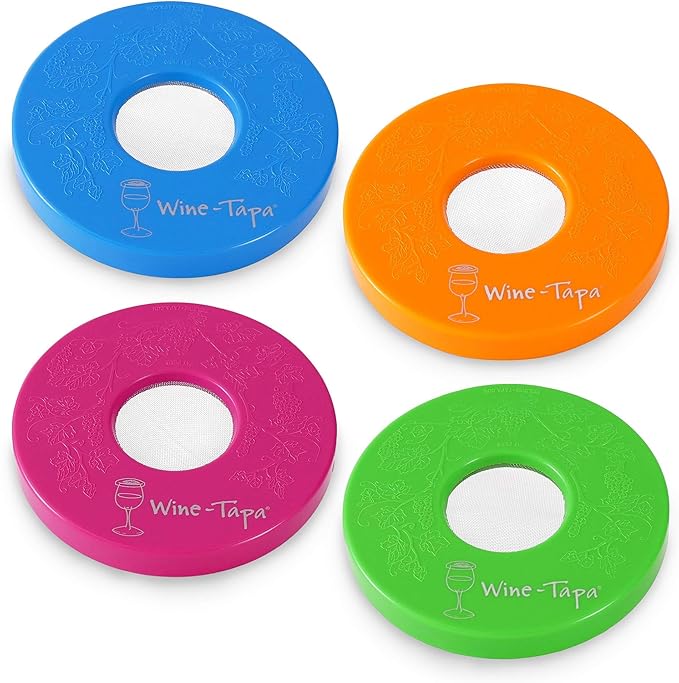 Drinking Glass Covers- Keep Bugs Away from Wine Glasses Outdoors - Use as Cover for Coffee Mugs, Soda Cans, and Drinking Glasses, set of 4 No Spill Drink Covers -Fiesta Set