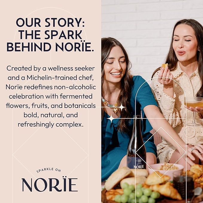 Norïe Heart of Gold – Award-Winning Non-Alcoholic Sparkling Blend | Honeysuckle, Quince & Milk Thistle Blend | Botanical Sparkling Wine Alternative – 750ml | Gluten-Free, Low Calorie