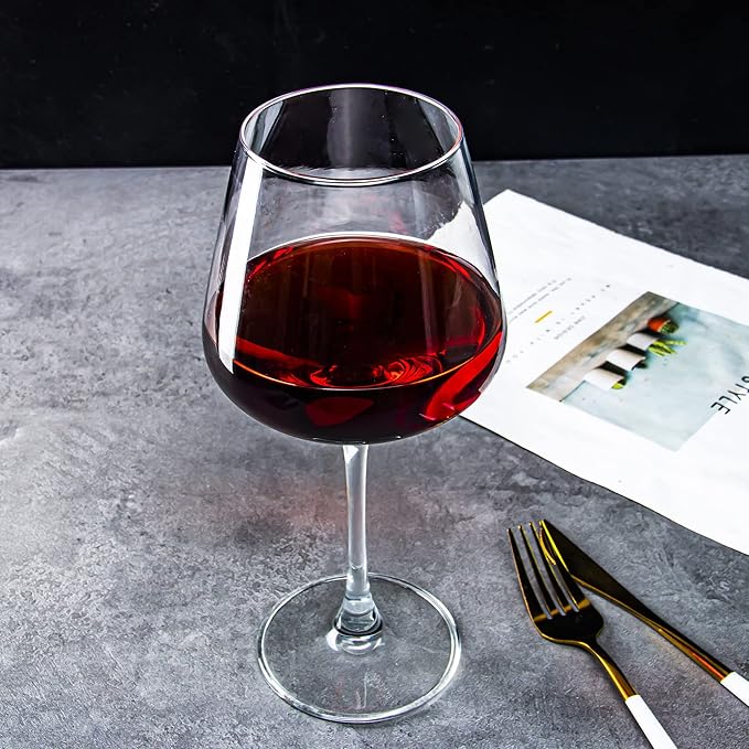 Red Wine Glasses Set of 6, 20 oz Large Burgundy Wine Glasses, Long Stem Wine Glasses for Wine Tasting, Perfect Ideal for Dinner Party, Wedding, Birthday