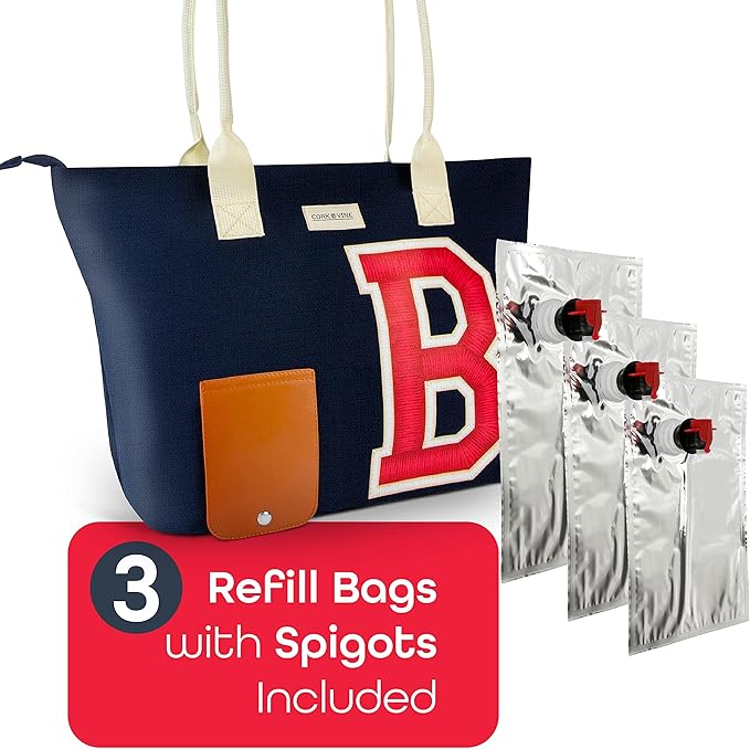 CORK & VINE Wine Tote Bag, Insulated Leakproof Wine Cooler Bag with Nautical Rope Strap | 3x 1.5 Liters Beverage Bag Included
