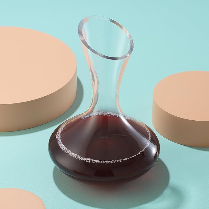 JoyJolt Lancia Hand Blown Crystal Wine Decanter and Aerator Glass Red Wine Carafe 750ML