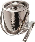 Elegance Hammered 6-Inch Stainless Steel Ice Bucket With Tongs
