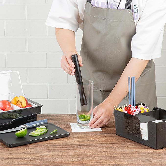 Restaurantware-Bar Lux 8.3 x 1 x 1 Inch Cocktail Muddler, 1 Tenderizer Bartender Muddler - Netted Head, Durable, Black Plastic Muddler For Drinks, For Mashing Or Mixing, For Cocktails