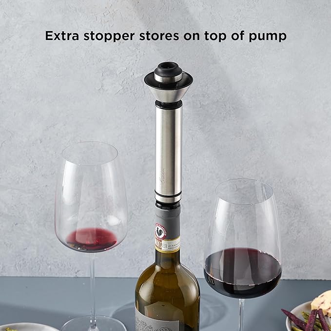 Rabbit Wine Vacuum Pump with Two Preserving Bottle Stoppers Easy-to-Use Wine Preserver Set