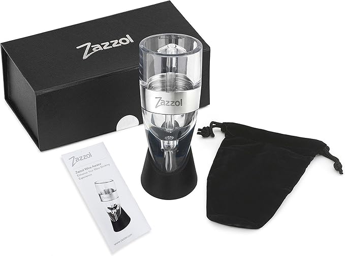 Zazzol Wine Aerator Decanter - Multi Stage Design with Gift Box - Recommended by Business Insider Luxury Aluminum Ring