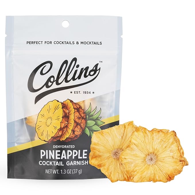 Collins Dehydrated Pineapple Cocktail Garnish Slices, 1.3 oz – Made In USA – Perfect for Piña Coladas, Mai Tais, Mocktails & Desserts – Premium Drink & Food Garnish – 1.3 oz