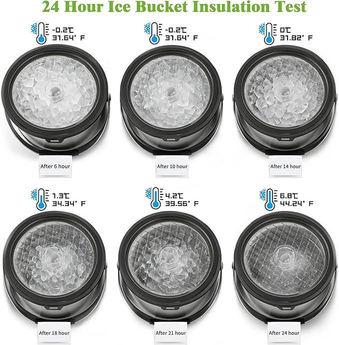 7QT/6.8L Large Insulated Ice Bucket for Parties, Double-Wall Beverage Bucket with Scoop & Lid,Keeps Champagne, Wine, Beer Chill for Parties (Black)