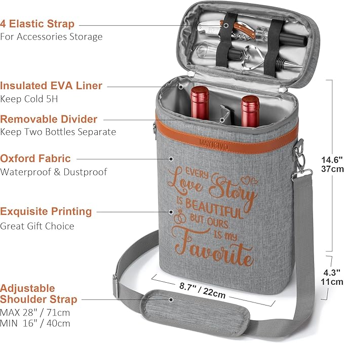 Anniversary Engagement Gifts for Men Women, Mr and Mrs Wine Tumblers Gifts Basket- Wedding Gifts for Couple, Bridal Shower, Newlywed, Husband, Wife - Insulated Wine Cooler Tote Bag w/Wine Accessories