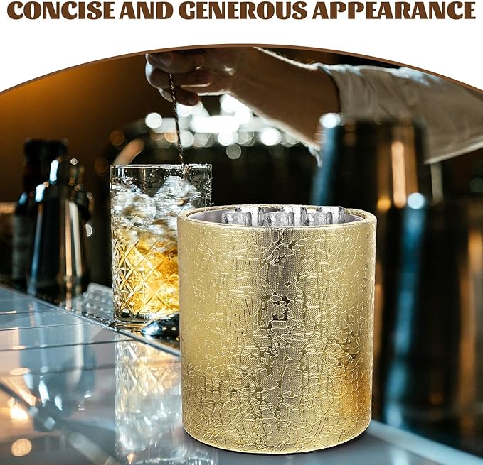 NUOBESTY Stainless Steel Ice Bucket, Sturdy Ice Cooling Bucket Portable Wine Chiller for Partyfavors, Wine Bar (golden)