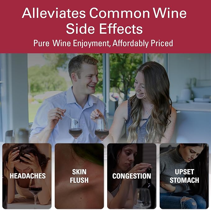 PureWine The Wand Wine Purifier - Red & White Wine Filters for Histamines & Sulfites, Sulfite Remover Sticks, Helps Allergies & Headaches, Gift Accessories for Women & Men - 8 Wands, Silver