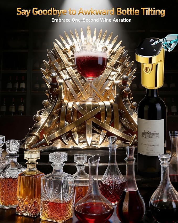 Fathers Day Gift | World Cup Viewing Party Supplies,Electric Whiskey & Cocktail Dispenser-Smart Pouring, Adjustable 1‑999ml Dosing, Rechargeable Battery, Ideal for Home Bars & Enthusiasts (Gold)