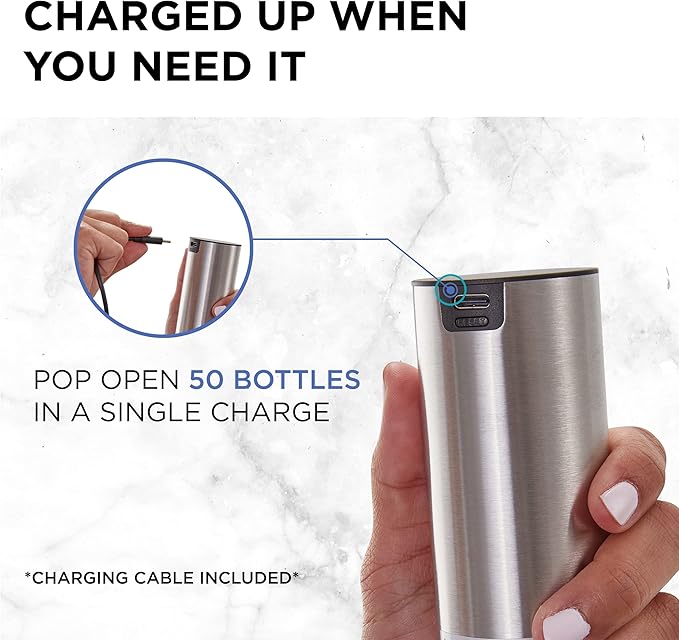 Ivation Rechargeable Automatic Wine Opener | Electric Cork Extractor Tool with Lithium Battery, LED Lights, USB Charging Cable, Bonus Foil Cutter & Elegant Gift Box | Uncorks 50 Bottles Per Charge