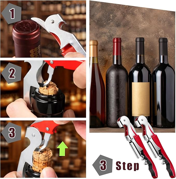 12 Pieces Professional Waiter Corkscrew Wine Openers,Blue Wine Keys Opener Stainless Steel Hinges Serrated Foil Cutter for Restaurant Waiters, Sommelier, Bartenders (Blue)
