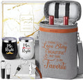 Anniversary Engagement Gifts for Men Women, Mr and Mrs Wine Tumblers Gifts Basket- Wedding Gifts for Couple, Bridal Shower, Newlywed, Husband, Wife - Insulated Wine Cooler Tote Bag w/Wine Accessories