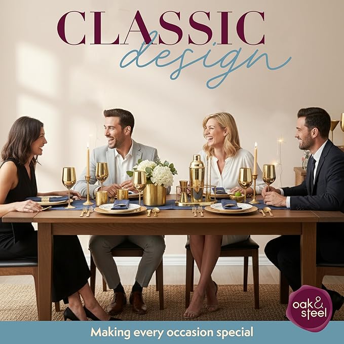 Oak & Steel - 2 Gold Stainless Steel Wine Glasses (18 Oz) Unbreakable Metal Wine Glasses, Wine Goblets with Gift Box for House Warming, Valentines, Anniversary