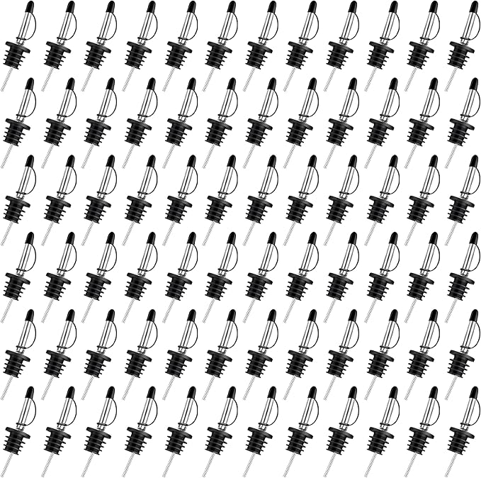 72Pack Pour Spouts - Liquor Bottle Pourers with Stoppers, Suitable for 3/4" Bottle Mouths