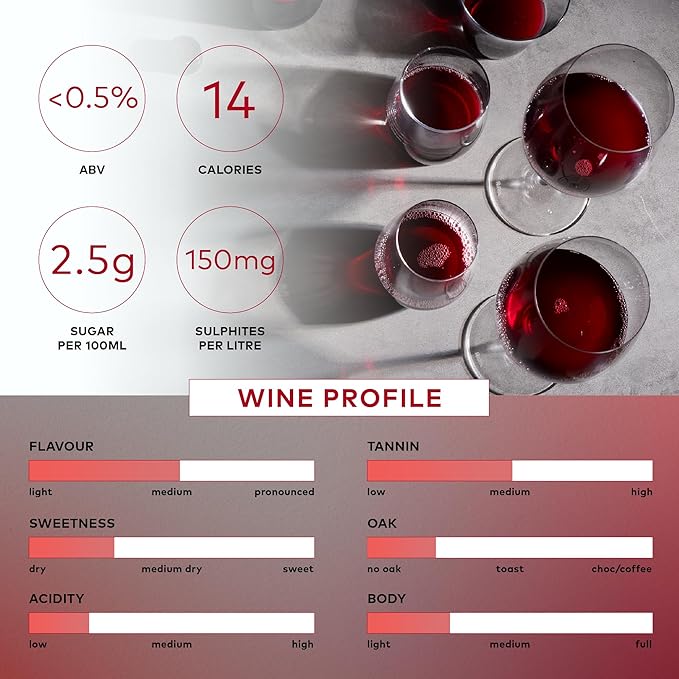 Thomson & Scott Noughty Red, Dealcoholized Rouge Non Alcoholic Red Wine, Dry, Ripe Fruit, Black Pepper, Rose, Cherries, Low Acidity, Organic, Low-Sugar, Syrah Grapes, <0.5% ABV, 750ml Bottle, 1 Pack