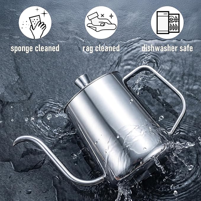 PARACITY Pour Over Kettle with Lid, Gooseneck Spout Coffee Tea Pot with Lid,20oz Hanging Ear Hand Blunt Long Narrow Drip Cup Gooseneck Kettle, Camping Coffee Pot for Travel Outdoor(Stainless Steel)