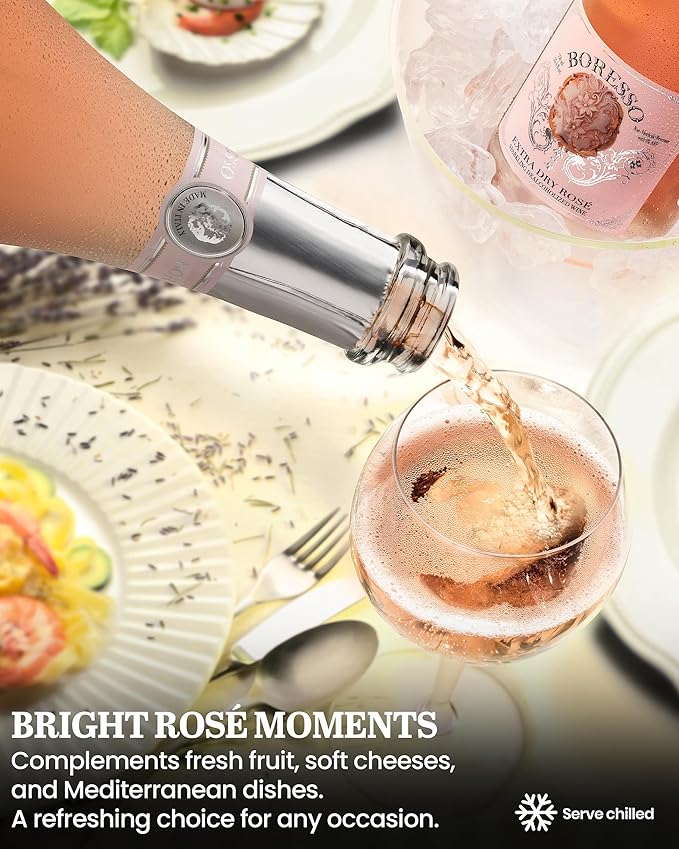 Boresso Extra Dry 0.0% ABV Non-Alcoholic Sparkling Rosé Wine With Gift Box Alcohol-free Champagne Alternative Dealcoholized From Italy 750ml