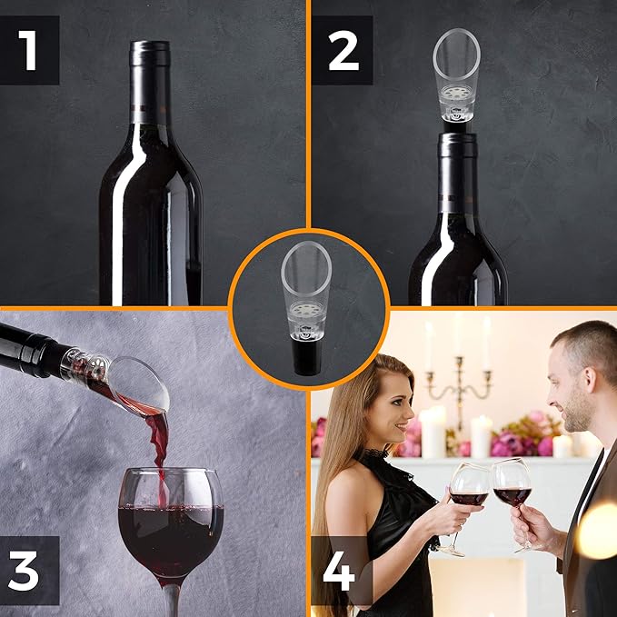 Wine Aerator and Pourer with Silicone Stopper, 2-in-1 Wine Aerator for Red Wine