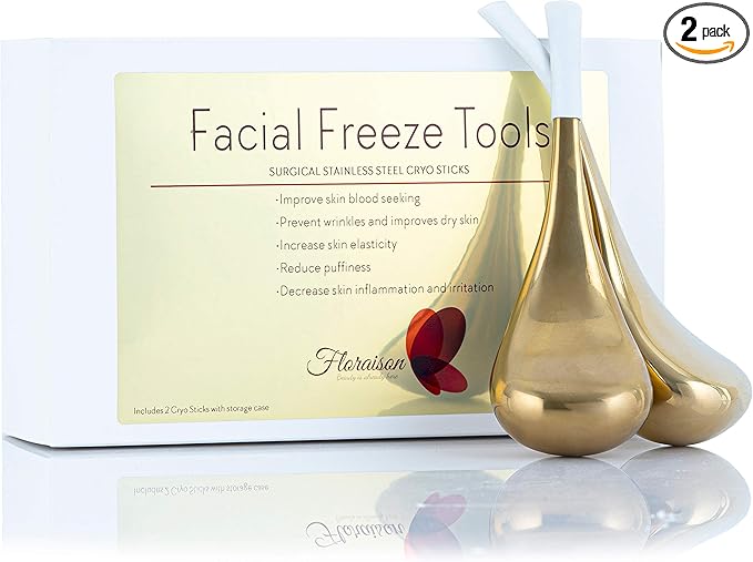 Floraison Unbreakable Stainless Steel Magic Cooling Beauty Facial Sticks for Face, Neck & Body Cryo Sticks & Cold Roller for face Puffiness & Wrinkles, Wine-Chilling Wands