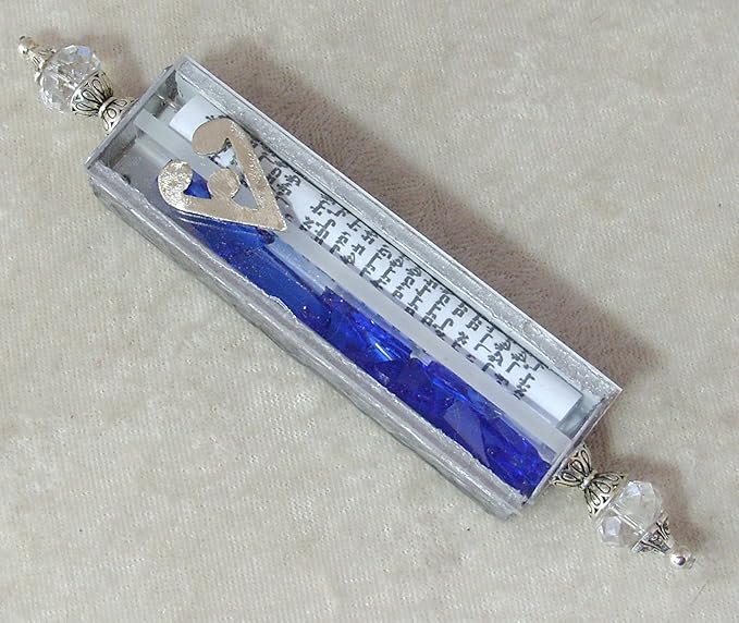 Jewish Wedding Glass Kit - Wine Glass, Satin Bag, Shards Mezuzah Case - Deep Sapphire