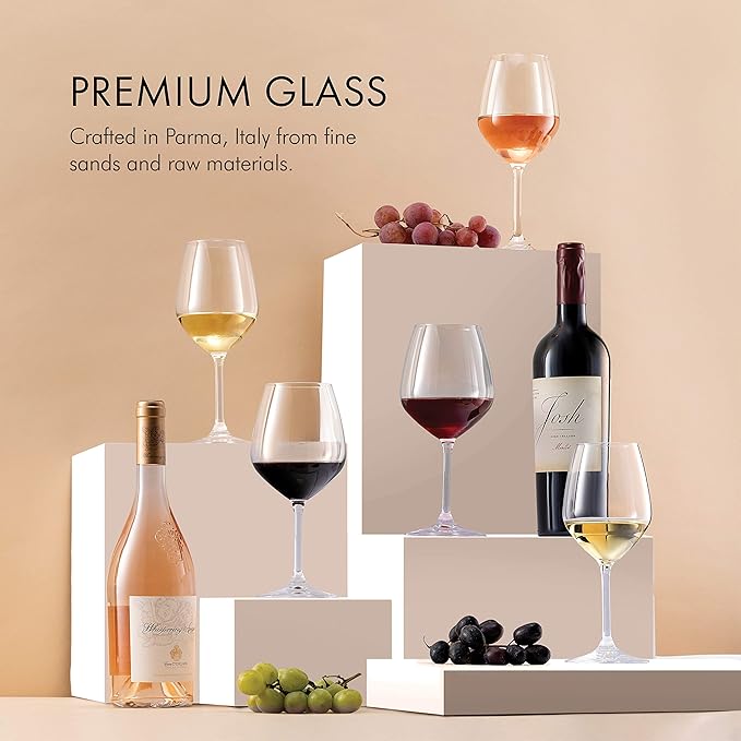 Paksh Novelty Italian Red Wine Glasses - 18 Ounce - Wine Glass Clear (Set of 4)