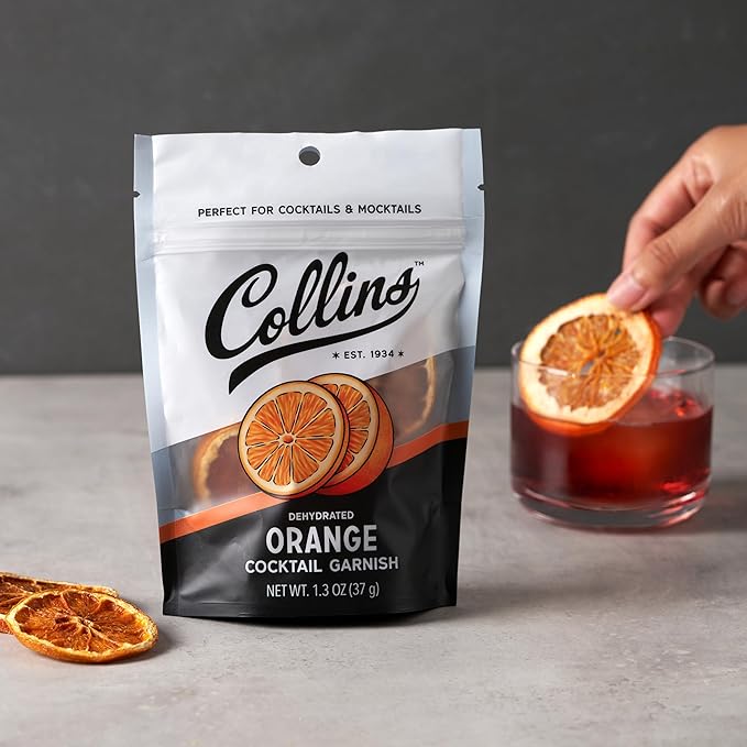 Collins Dehydrated Orange Cocktail Garnish Slices, 1.3 oz, Perfect for Old Fashioneds, Negronis, Mocktails & Desserts – Premium Drink & Food Garnish – 1.3 oz