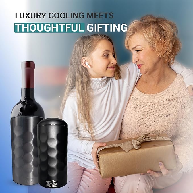 Vacuum Insulated Stainless Steel Wine & Champagne Bottle Cooler – Fits Most 750mL Bottles, Keeps Drinks Chilled for Hours (White)