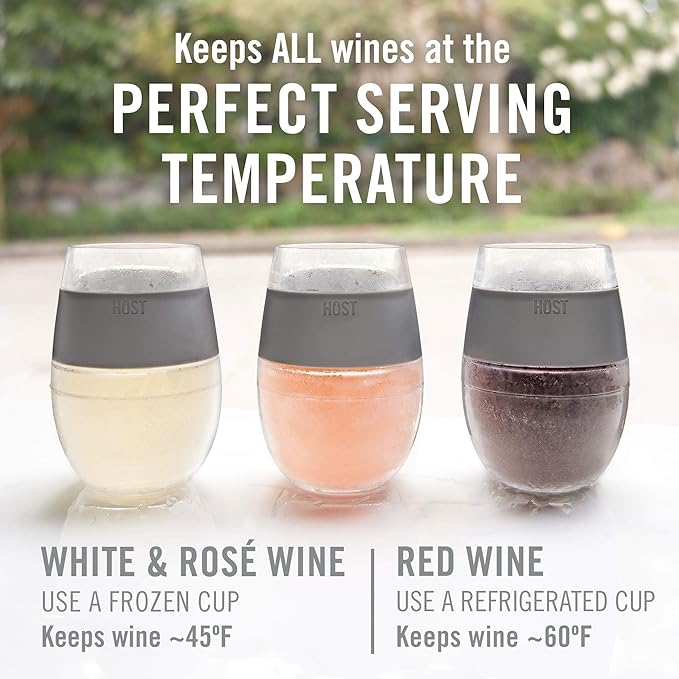 HOST Cooling Cup, Set of 1 Double Wall Insulated Freezable Drink Chilling Tumbler with Freezing Gel, Glasses for Red and White Wine, 8.5 oz, Translucent Green