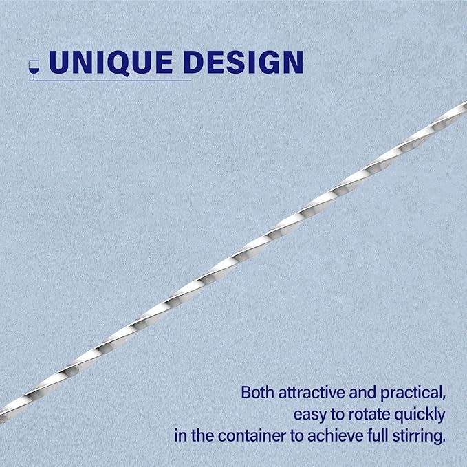 Briout Bar Spoon Cocktail Mixing Stirrers for Drink, Stainless Steel 12 Inches Long Handle, Silver 2 Pieces