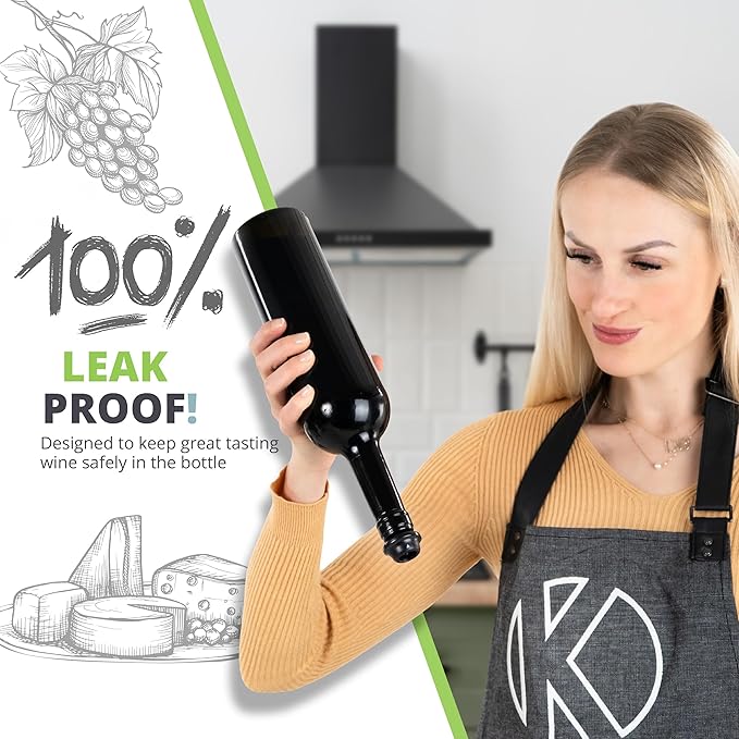 Oliver's Kitchen ® Premium Wine Saver - Vacuum Pump with 4X Wine Stoppers - Wine Stopper Keeps Wine Fresher for Longer - Wine Preserver Perfect for Cork Bottles - Perfect Wine Accessories Gift