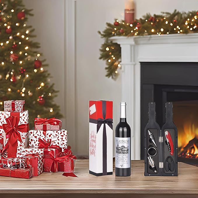 Solaris Wine Accessories Gift Set, 5-Piece Deluxe Corkscrew Opener with Elegant Accessories Box - Perfect Party Gift for Wine Lovers, Elegant Gift for Her