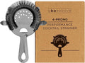 A Bar Above Cocktail Strainer, 4-Prong Bar Strainer with High Density Spring for Smooth Pouring, Fits Boston Shaker Tins and Mixing Glasses, Bar Essentials for Home Bartenders and Pros, Black Finish