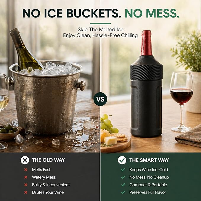 Wine Bottle Cooler Sleeve | Portable Bottle Chiller for Wine Lovers | Insulated Wine Cooler for Outdoor & Indoor Use | Wine Cooler by Vondra