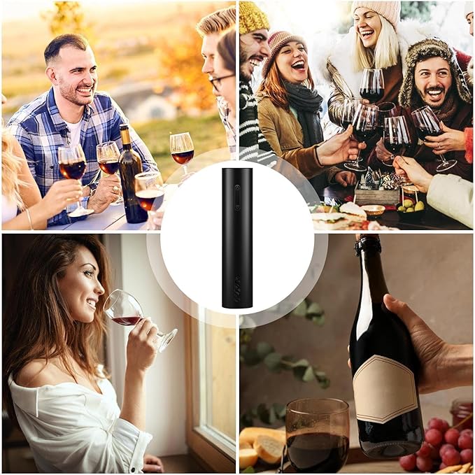 Cordless Electric Corkscrew – Rechargeable Champagne Opener Wine Tool | Sleek Auto Cork Remover for Bottles, Effortless Wine Opening Gadget for Entertaining, Dinner, Restaurants, Modern Home Bar