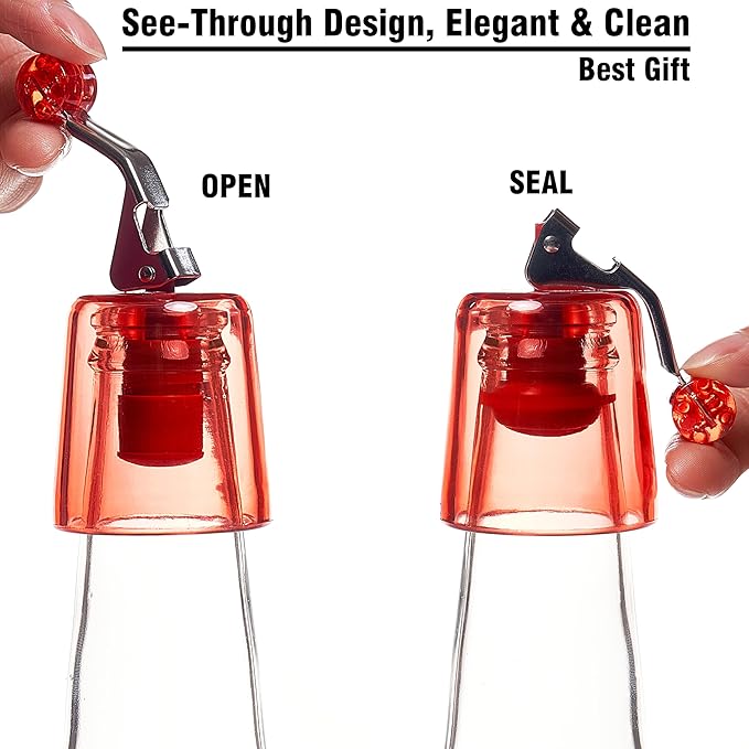 Wine Stopper 2Pack–Airtight Seal Keeps Wine Fresh for Up to 10 Days, Reusable Leakproof Bottle Stoppers for Red/White/Rosé Standard Bottles, Ideal Wine Saver Gift Set for Home, Bar&Party, Transparent